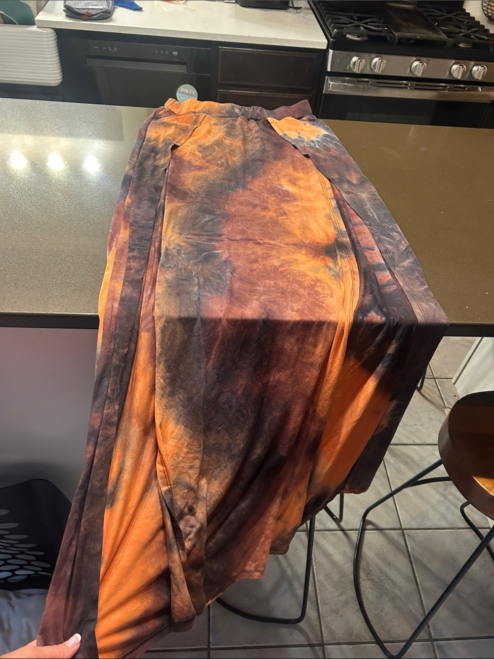 Women’s Tie-Dye Maxi Skirt - Orange & Brown